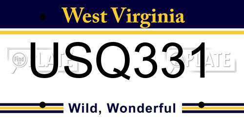 USQ331 West Virginia License Plate