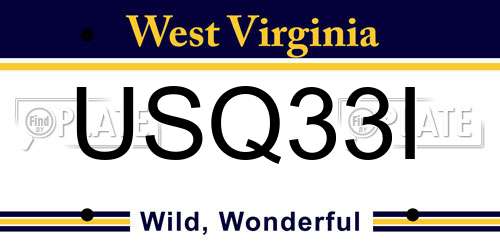 USQ33I West Virginia License Plate