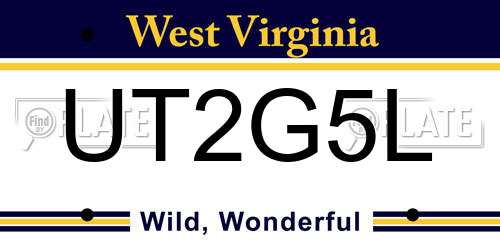 UT2G5L West Virginia License Plate