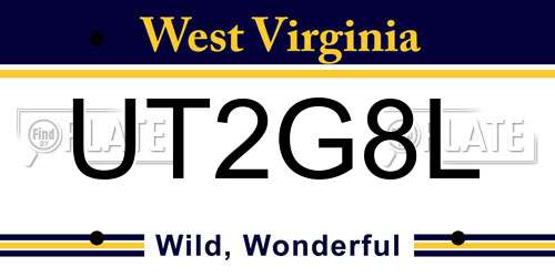 UT2G8L West Virginia License Plate
