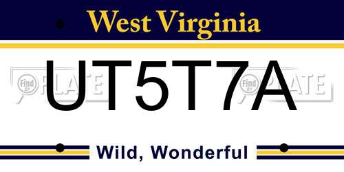 UT5T7A West Virginia License Plate