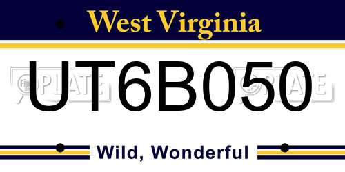 UT6B050 West Virginia License Plate