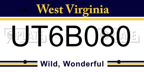 UT6B080 West Virginia License Plate