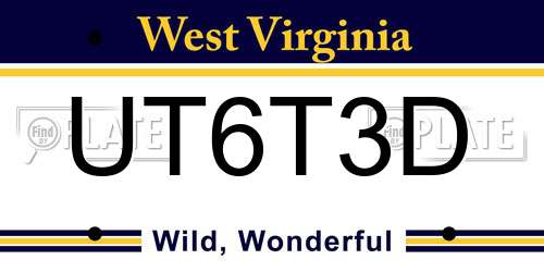 UT6T3D West Virginia License Plate