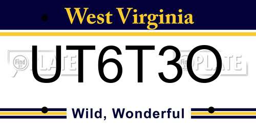 UT6T3O West Virginia License Plate