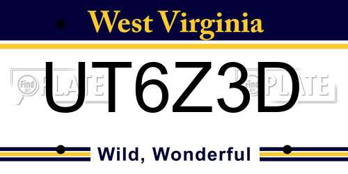 UT6Z3D West Virginia License Plate