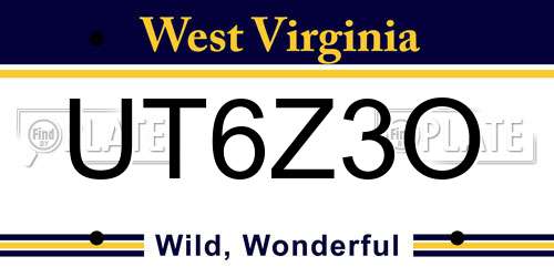 UT6Z3O West Virginia License Plate