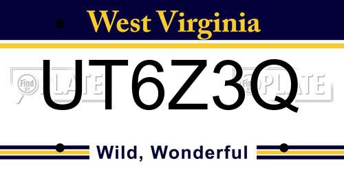 UT6Z3Q West Virginia License Plate