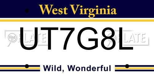 UT7G8L West Virginia License Plate