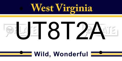 UT8T2A West Virginia License Plate