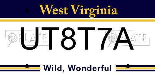 UT8T7A West Virginia License Plate
