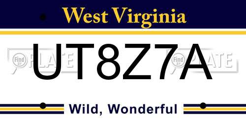 UT8Z7A West Virginia License Plate