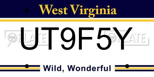 UT9F5Y West Virginia License Plate