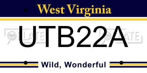 UTB22A West Virginia License Plate