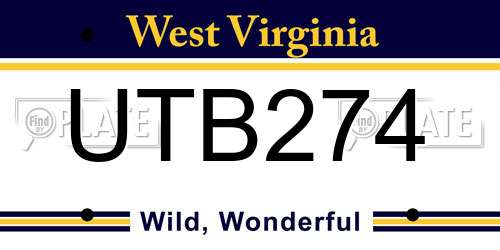 UTB274 West Virginia License Plate
