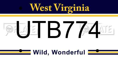 UTB774 West Virginia License Plate