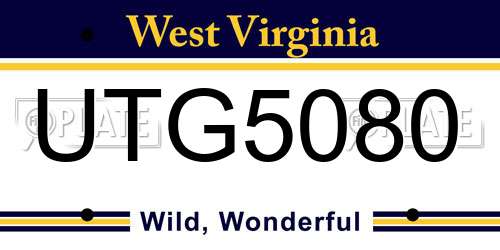 UTG5080 West Virginia License Plate