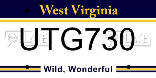UTG730 West Virginia License Plate