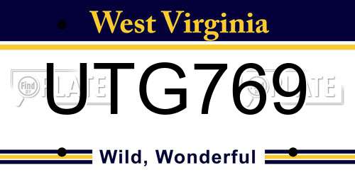 UTG769 West Virginia License Plate