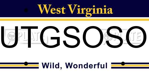 UTGSOSO West Virginia License Plate