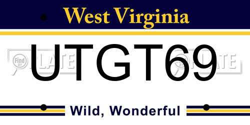 UTGT69 West Virginia License Plate