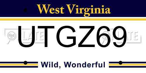 UTGZ69 West Virginia License Plate