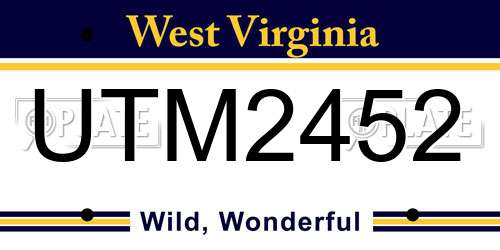 UTM2452 West Virginia License Plate