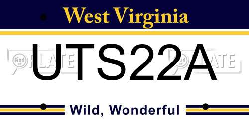 UTS22A West Virginia License Plate
