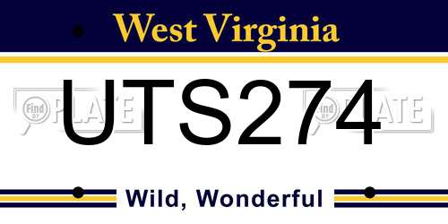 UTS274 West Virginia License Plate