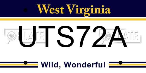 UTS72A West Virginia License Plate