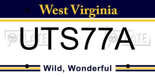 UTS77A West Virginia License Plate