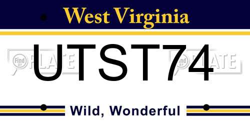 UTST74 West Virginia License Plate