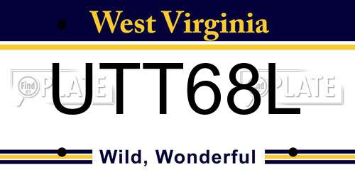 UTT68L West Virginia License Plate