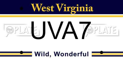 UVA7 West Virginia License Plate