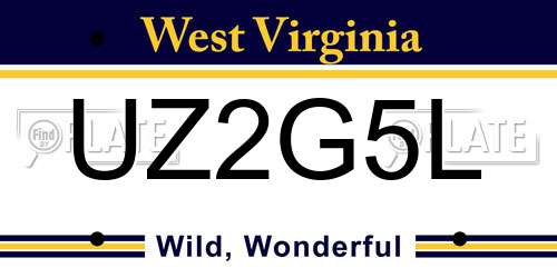 UZ2G5L West Virginia License Plate