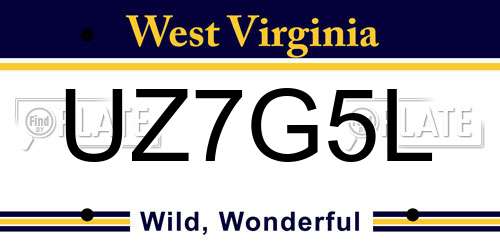 UZ7G5L West Virginia License Plate