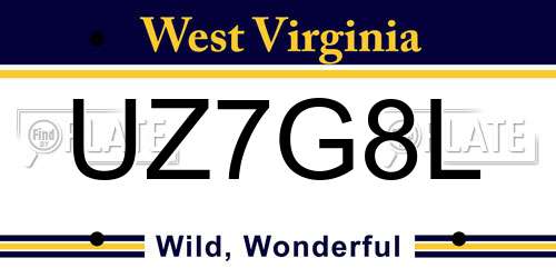 UZ7G8L West Virginia License Plate