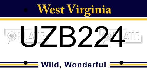 UZB224 West Virginia License Plate