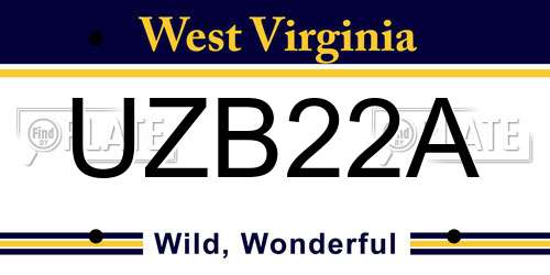 UZB22A West Virginia License Plate