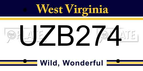 UZB274 West Virginia License Plate