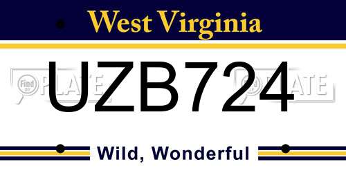 UZB724 West Virginia License Plate