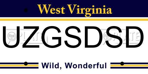 UZGSDSD West Virginia License Plate