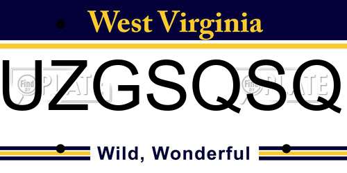 UZGSQSQ West Virginia License Plate