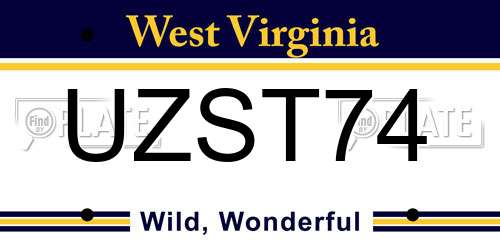 UZST74 West Virginia License Plate