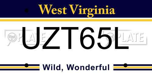 UZT65L West Virginia License Plate