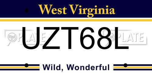 UZT68L West Virginia License Plate