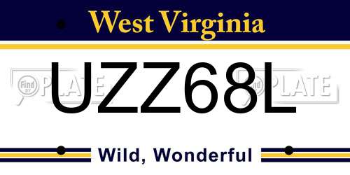 UZZ68L West Virginia License Plate