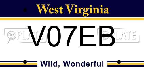 V07EB West Virginia License Plate
