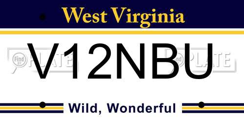 V12NBU West Virginia License Plate