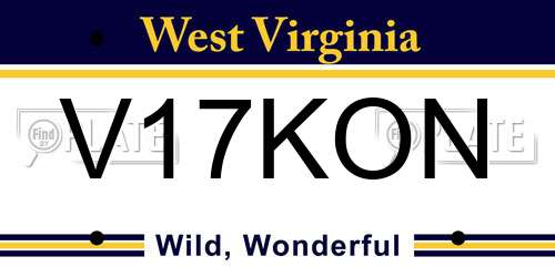 V17KON West Virginia License Plate